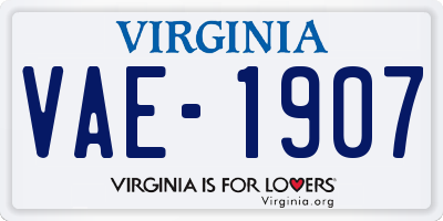 VA license plate VAE1907