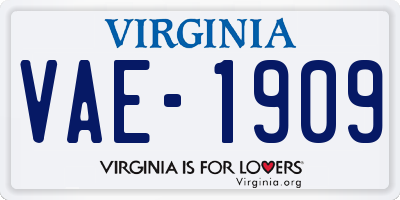 VA license plate VAE1909