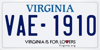 VA license plate VAE1910