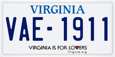 VA license plate VAE1911