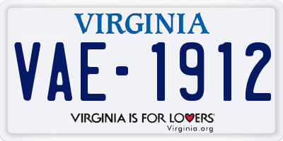 VA license plate VAE1912