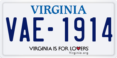 VA license plate VAE1914