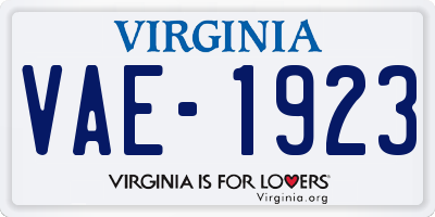 VA license plate VAE1923