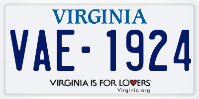 VA license plate VAE1924