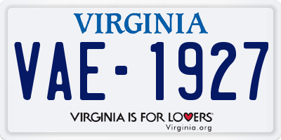 VA license plate VAE1927