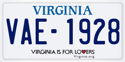 VA license plate VAE1928
