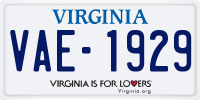 VA license plate VAE1929