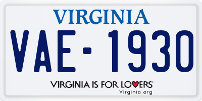 VA license plate VAE1930