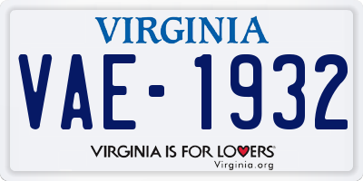 VA license plate VAE1932