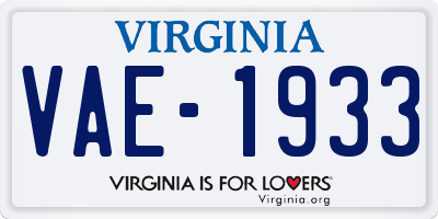 VA license plate VAE1933