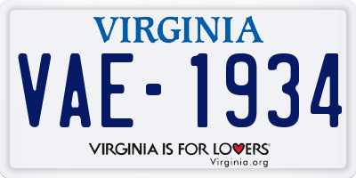 VA license plate VAE1934