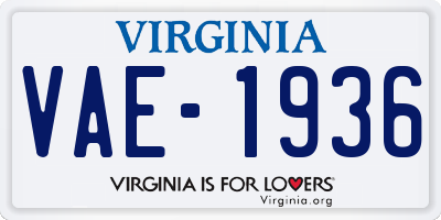 VA license plate VAE1936