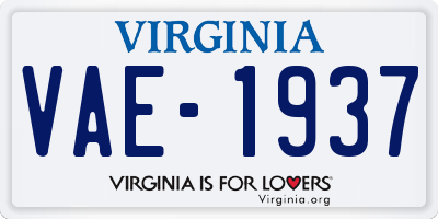 VA license plate VAE1937
