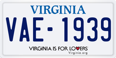 VA license plate VAE1939