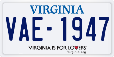 VA license plate VAE1947