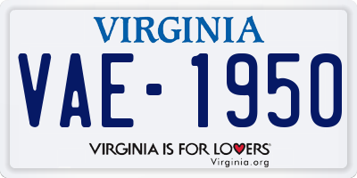 VA license plate VAE1950