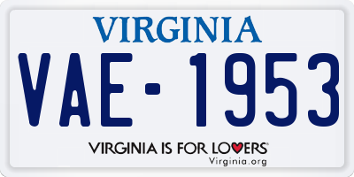 VA license plate VAE1953