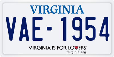 VA license plate VAE1954
