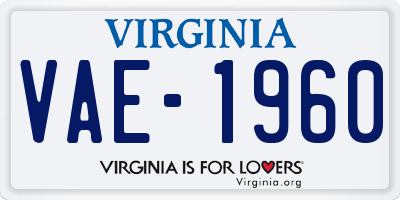 VA license plate VAE1960