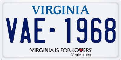 VA license plate VAE1968