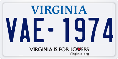 VA license plate VAE1974