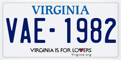 VA license plate VAE1982