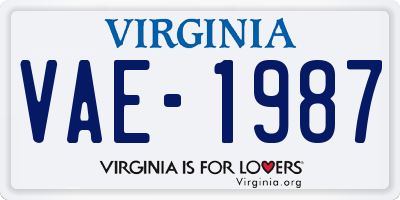 VA license plate VAE1987
