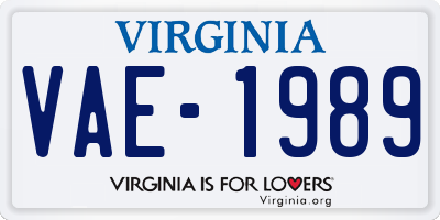 VA license plate VAE1989