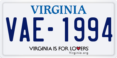 VA license plate VAE1994