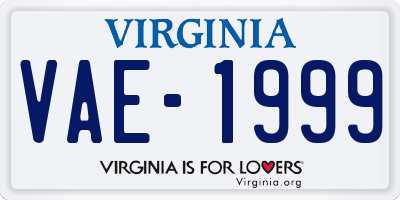 VA license plate VAE1999