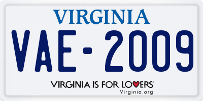 VA license plate VAE2009