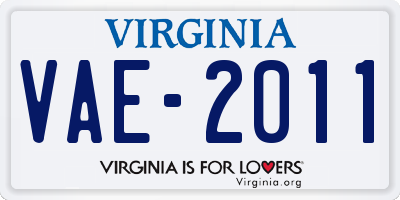 VA license plate VAE2011