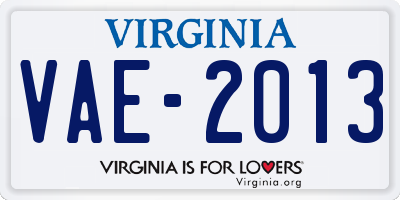 VA license plate VAE2013