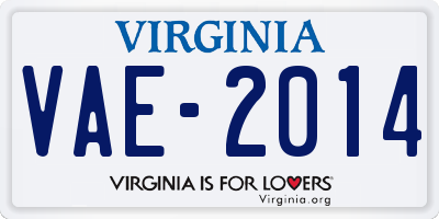VA license plate VAE2014