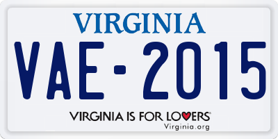 VA license plate VAE2015