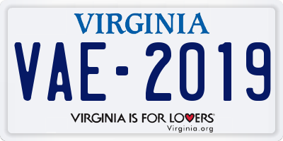 VA license plate VAE2019