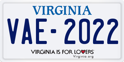 VA license plate VAE2022