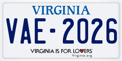 VA license plate VAE2026