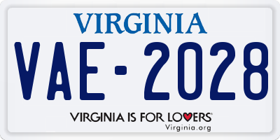 VA license plate VAE2028