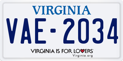 VA license plate VAE2034