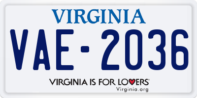 VA license plate VAE2036