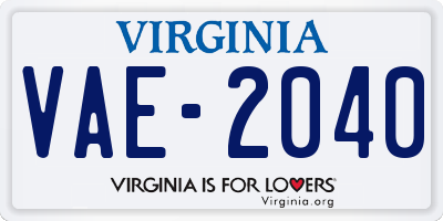 VA license plate VAE2040