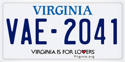 VA license plate VAE2041