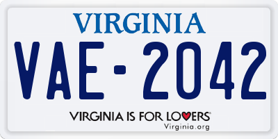 VA license plate VAE2042