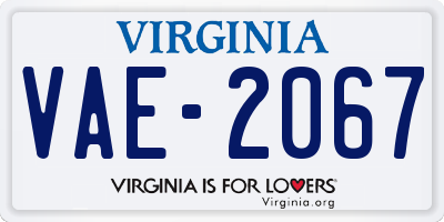 VA license plate VAE2067