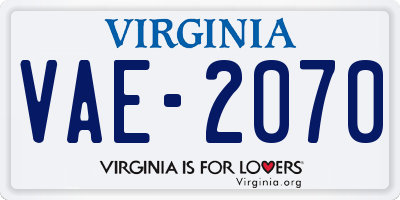 VA license plate VAE2070