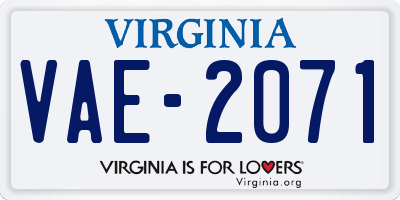 VA license plate VAE2071