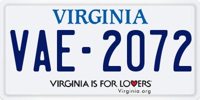 VA license plate VAE2072