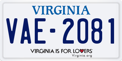 VA license plate VAE2081