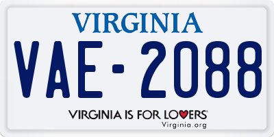 VA license plate VAE2088